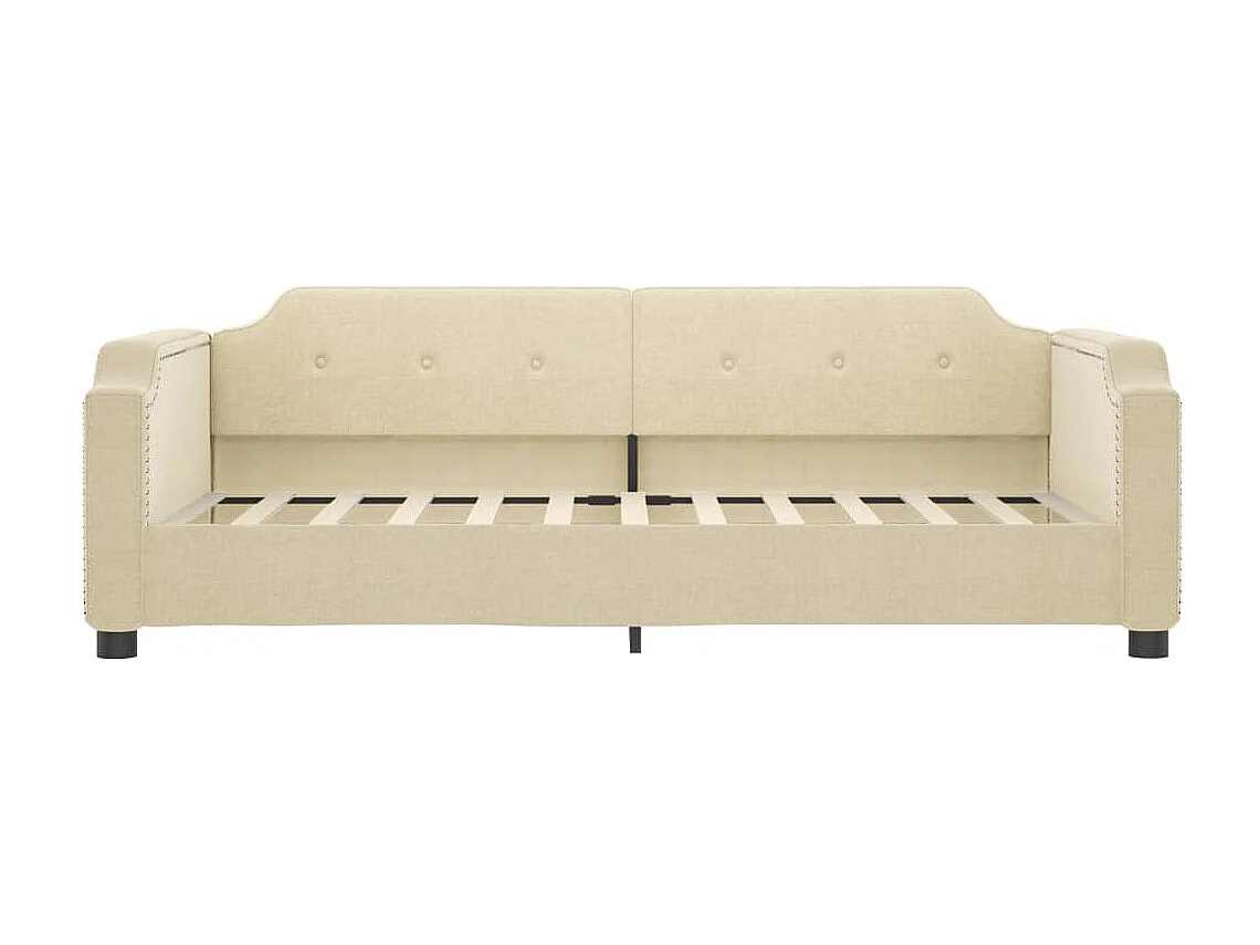 Divano letto con letto estraibile in tessuto crema 100x200 cm