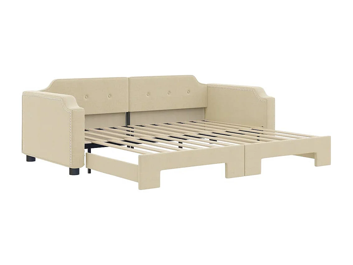 Tagesbett mit Ausziehbett creme 100x200 cm Stoff