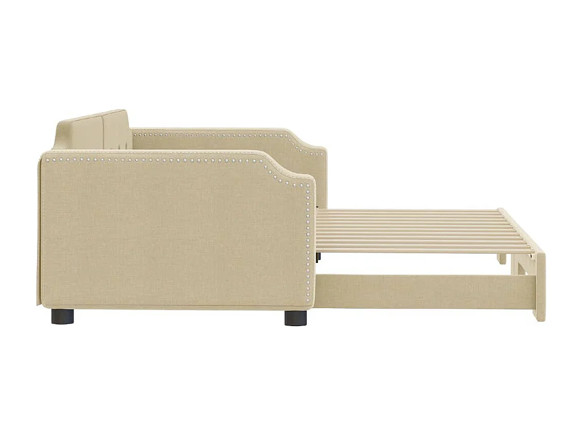 Tagesbett mit Ausziehbett creme 100x200 cm Stoff