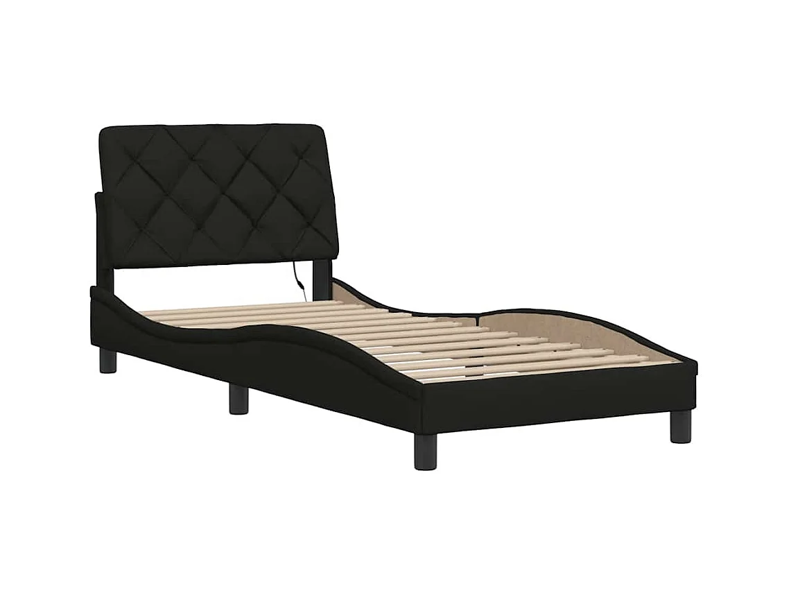 Struttura letto con LED senza materasso tessuto nero 80x200 cm