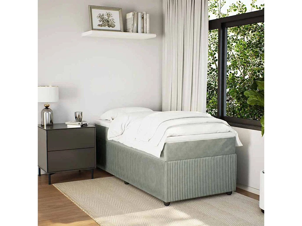 Rete a doghe e materasso Grigio chiaro 90x200 cm Velvet