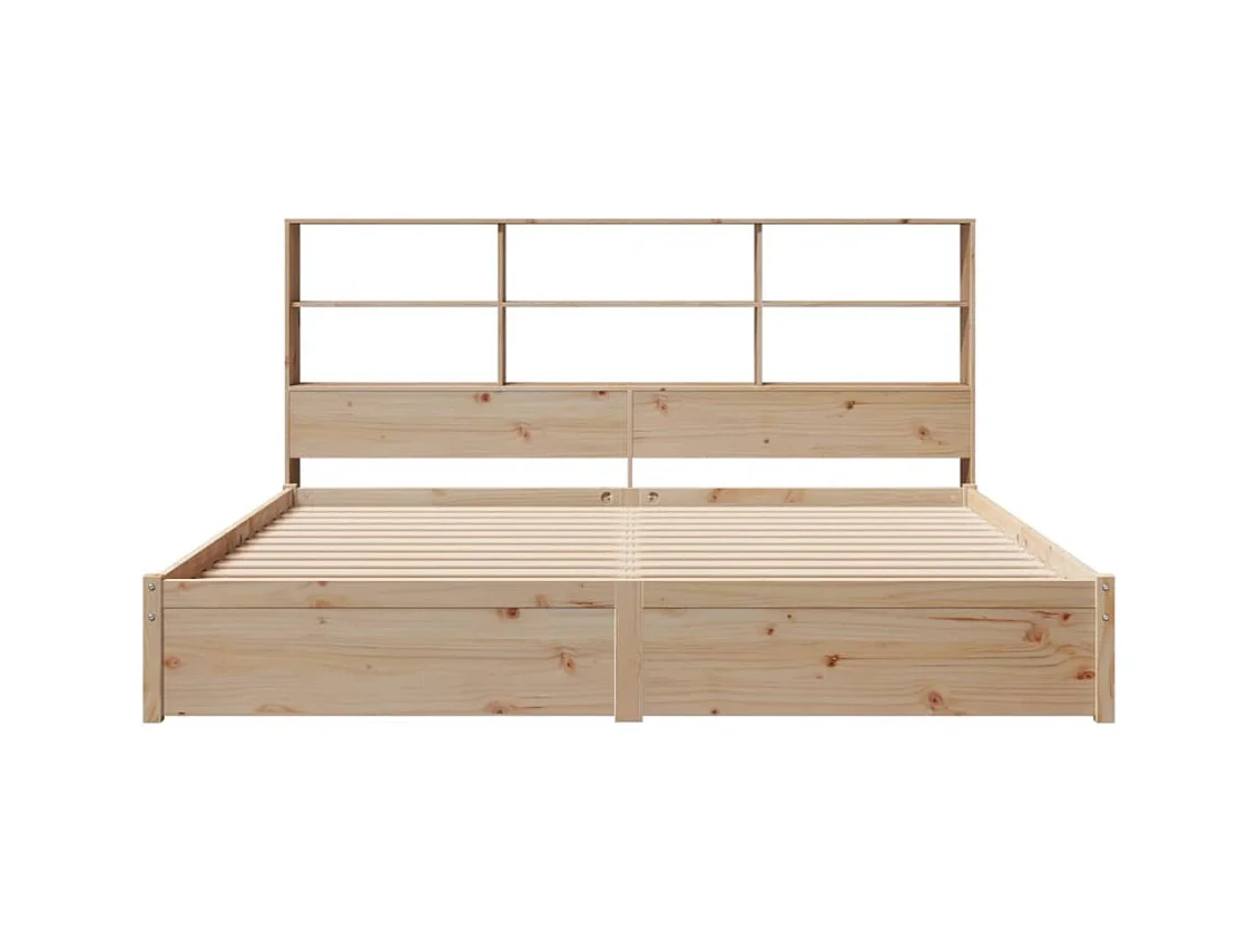 Letto a libreria senza materasso 180x200 cm in legno massello di pino