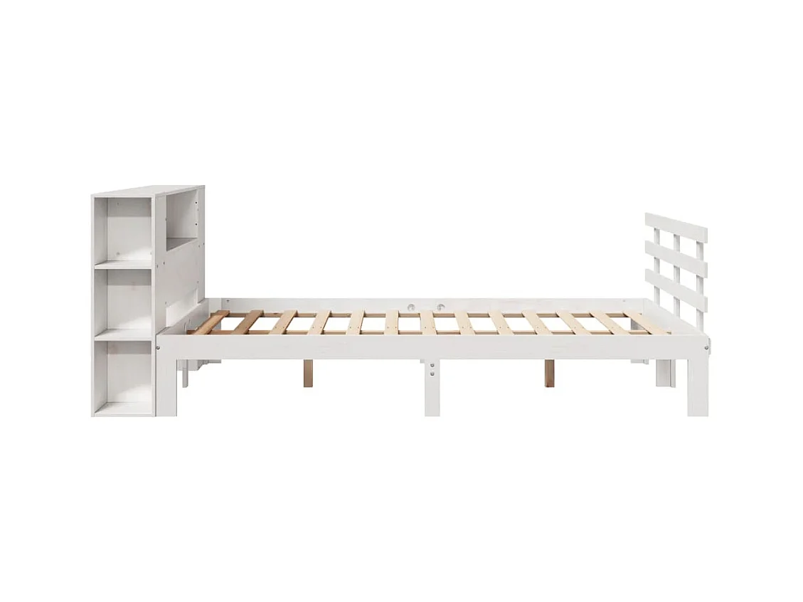 Lit bibliothèque sans matelas blanc 150x200 cm bois pin massif