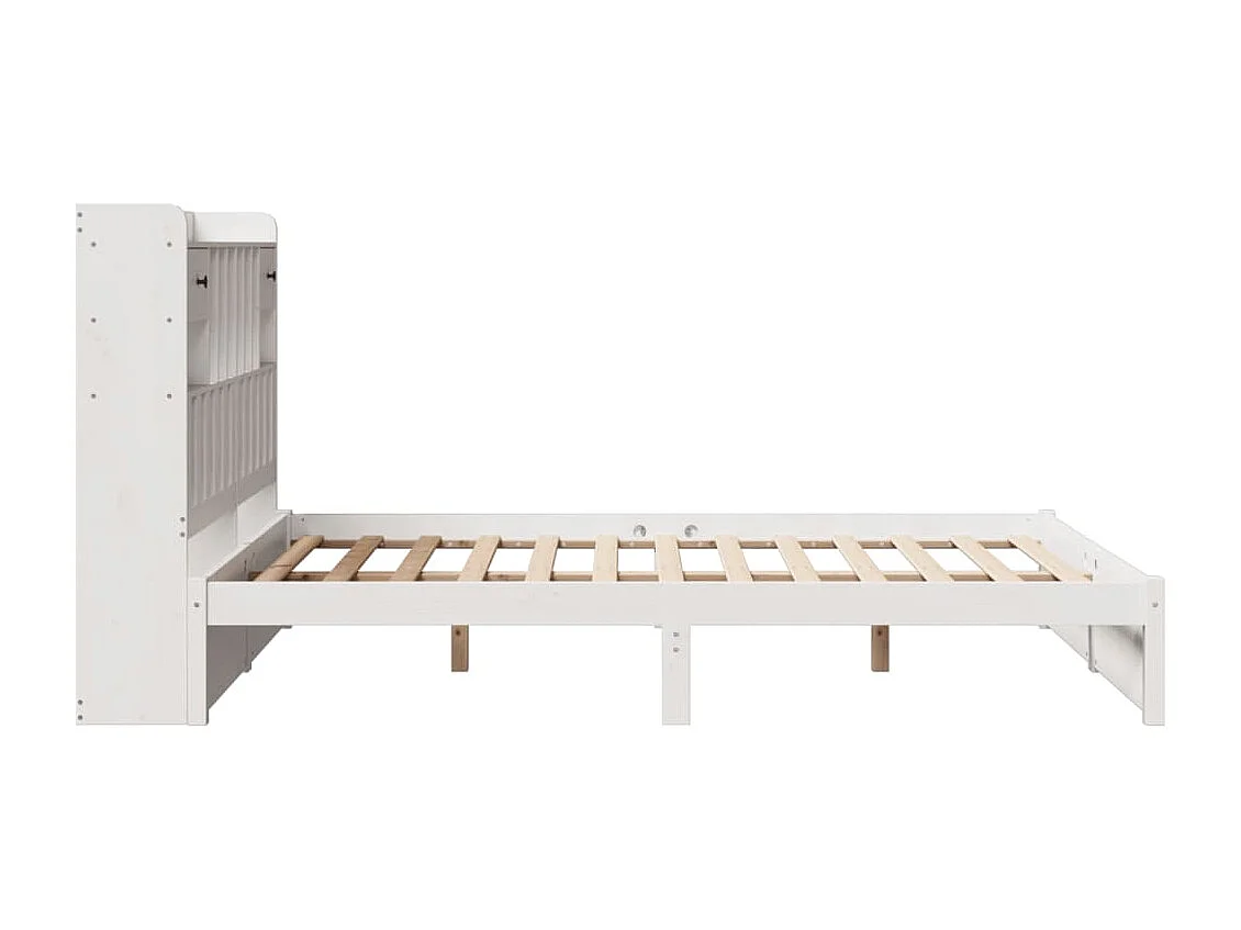Cama librería blanca sin colchón 140x200 cm madera maciza de pino