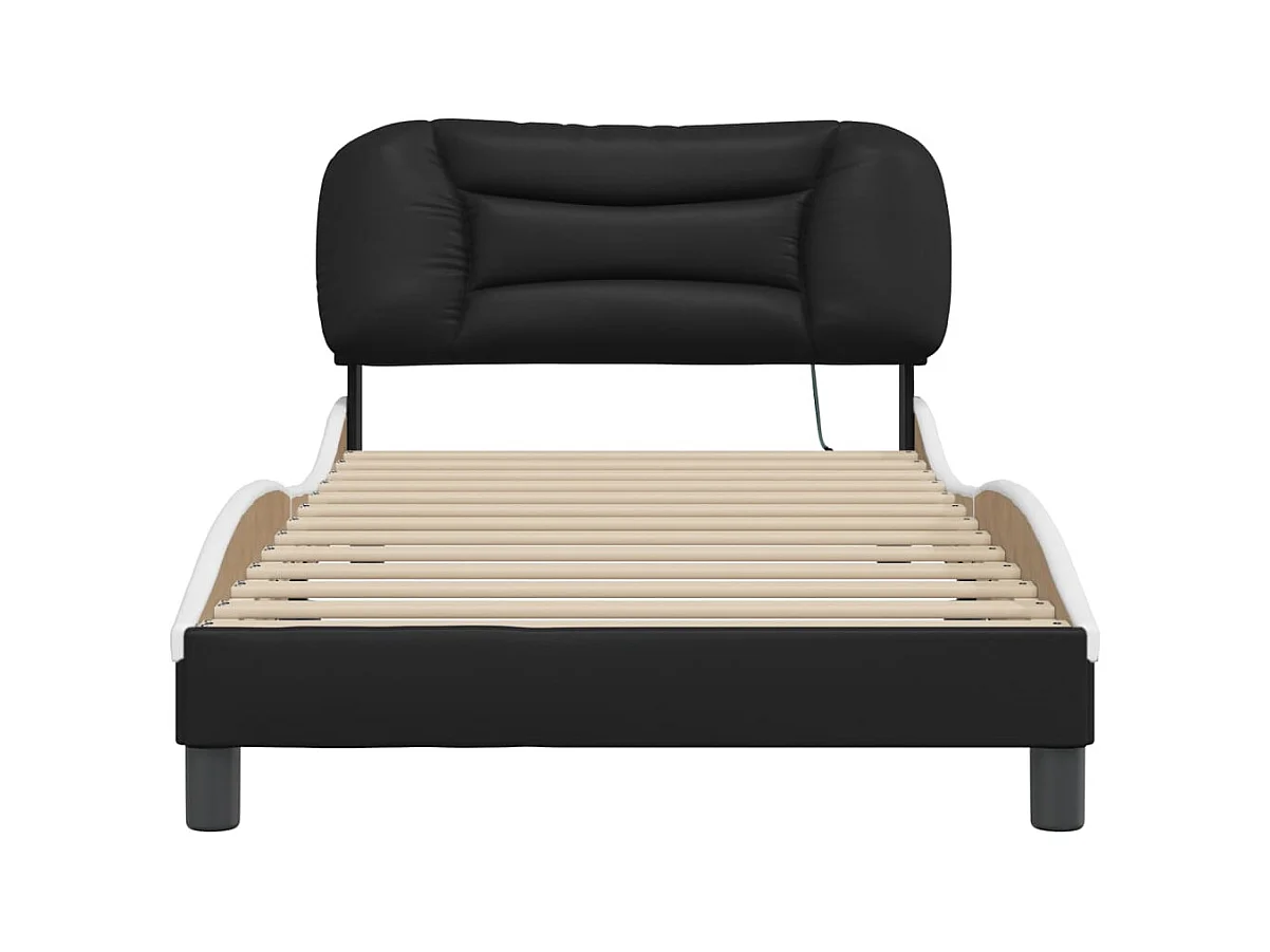 Bettgestell mit LED ohne Matratze schwarz-weiß 100x200 cm