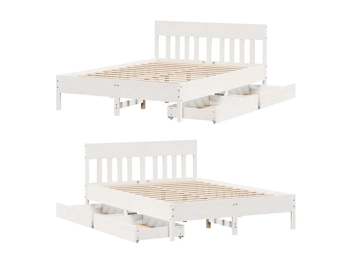 Struttura letto senza materasso bianco 160x200 cm in legno massello di pino