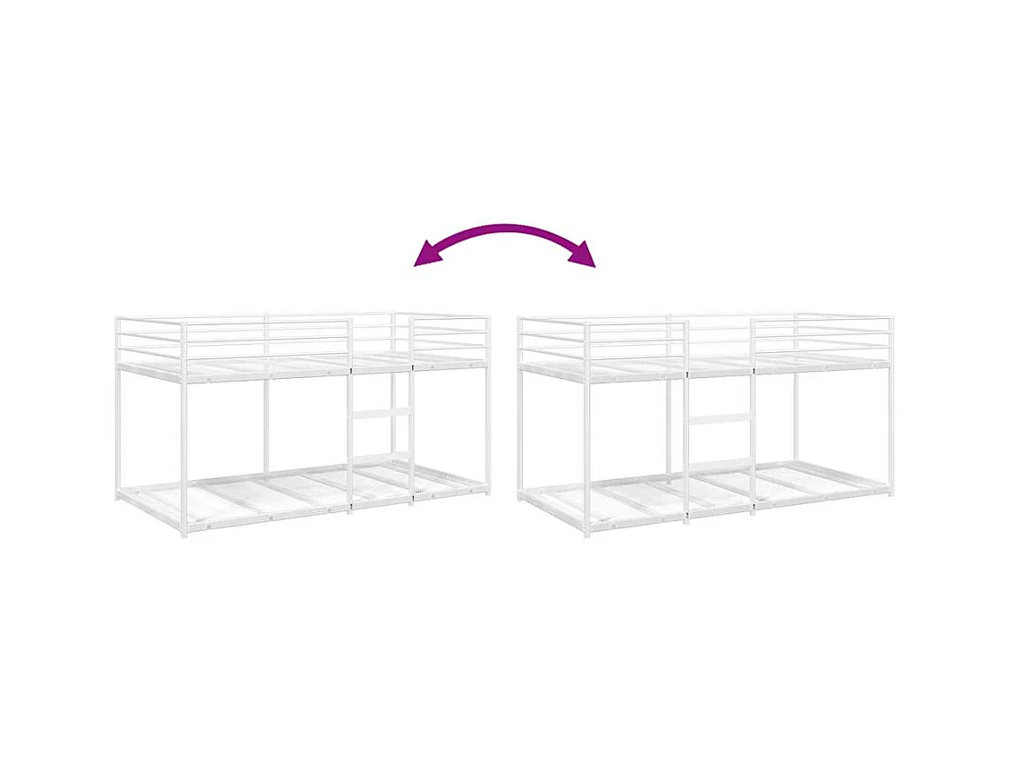 Lit superposé sans matelas blanc 100x190 cm acier