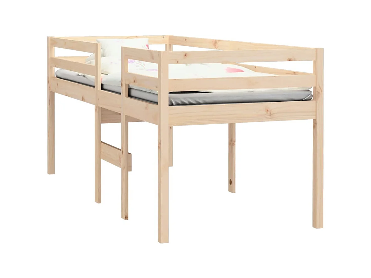 Letto alto senza materasso 90x190 cm in legno massello di pino