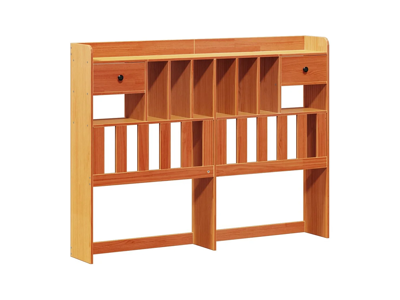 Cama librería sin colchón, color marrón cera, 160x200 cm, pino macizo