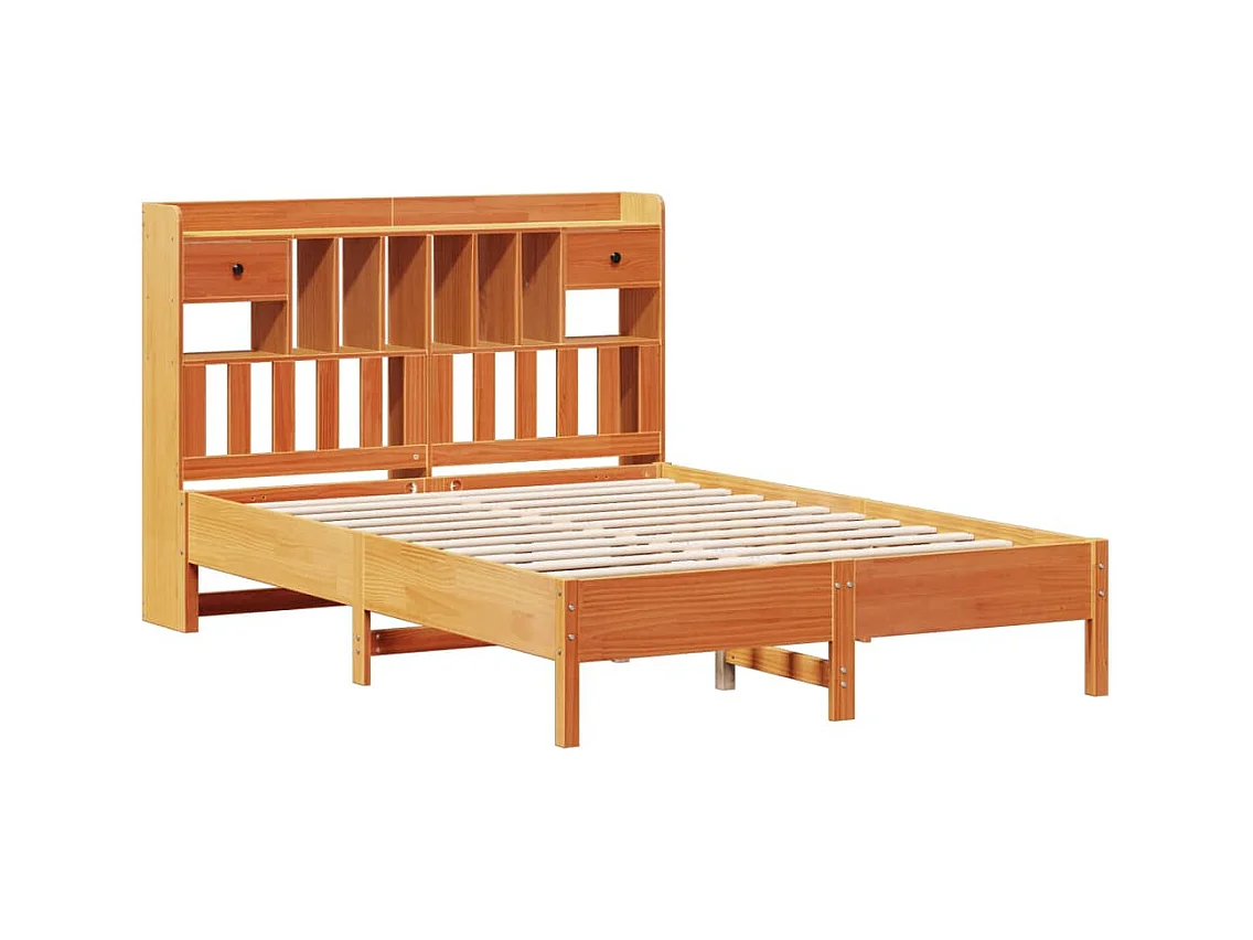 Boekenkastbed zonder matras, bruine was, 160x200 cm, massief grenen