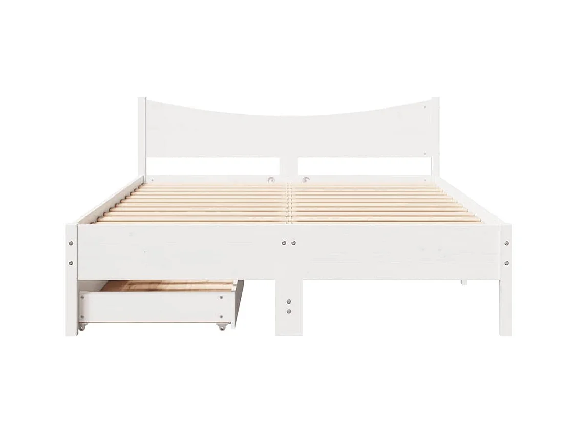 Bedframe met lades wit 140x190 cm massief grenenhout