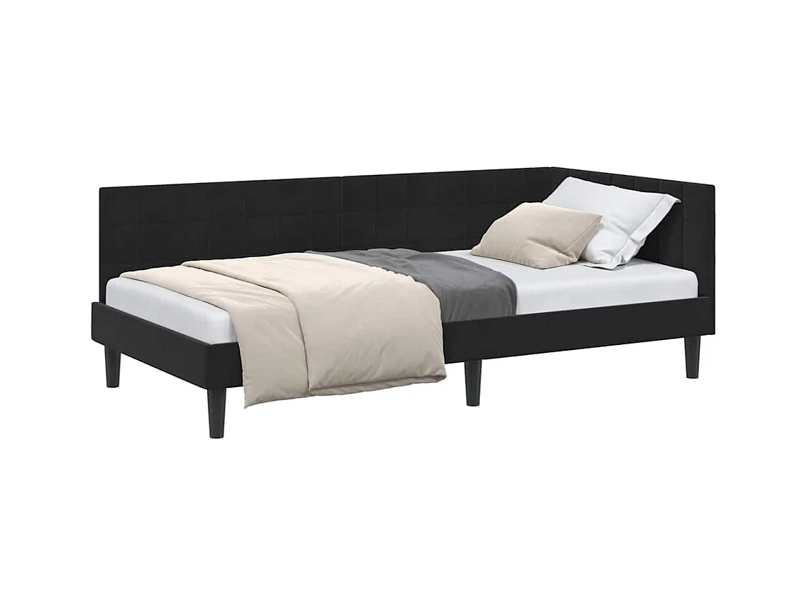 Cadre de lit d'angle avec tête de lit Noir 100 x 200 cm Velours