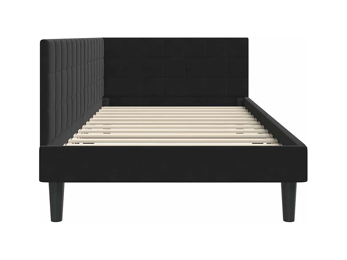 Cadre de lit d'angle avec tête de lit Noir 100 x 200 cm Velours