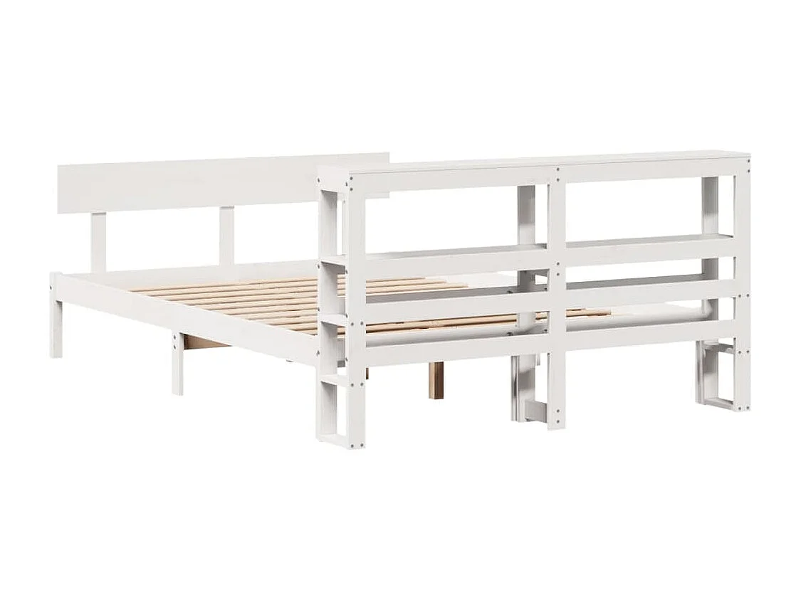 Cadre de lit sans matelas blanc 120x190 cm bois de pin massif