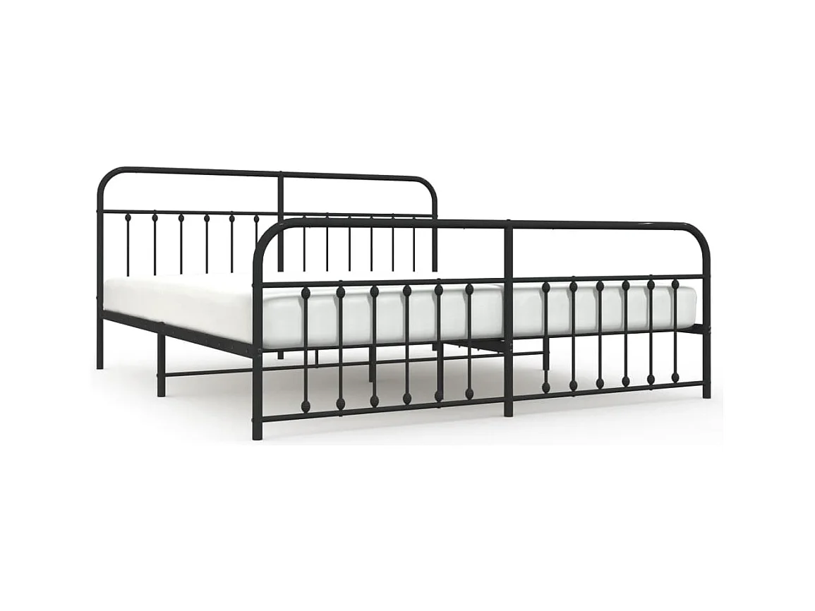 Struttura letto in metallo senza materasso con pediera nera 200x200cm