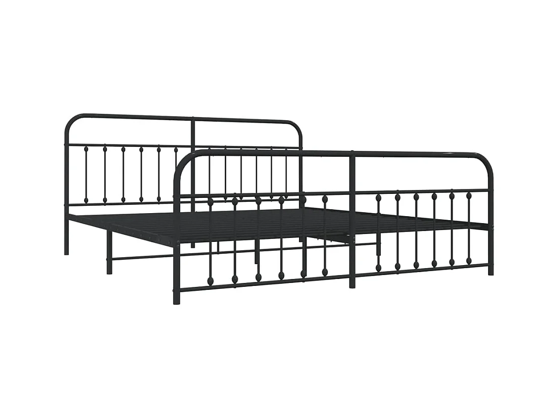 Struttura letto in metallo senza materasso con pediera nera 200x200cm
