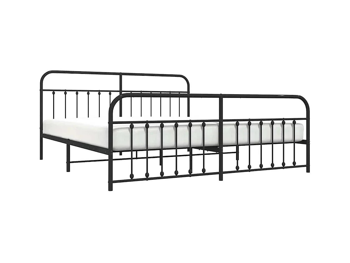 Struttura letto in metallo senza materasso con pediera nera 200x200cm