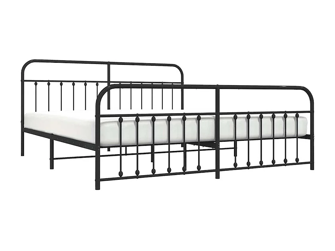 Estructura de cama de metal sin colchón con pie de cama negro 200x200cm