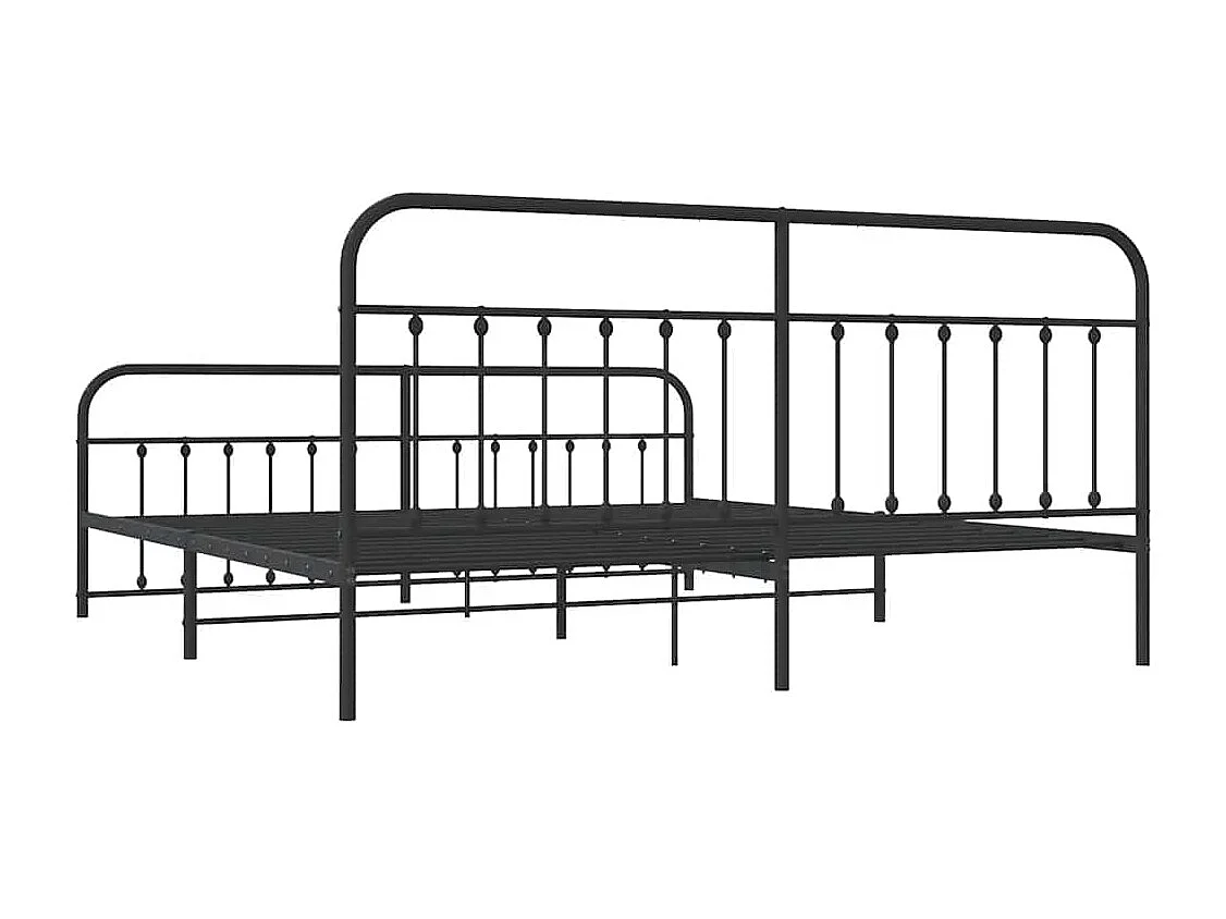 Estructura de cama de metal sin colchón con pie de cama negro 200x200cm