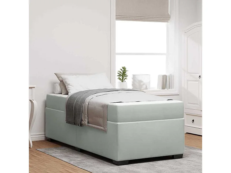 Estructura de cama con colchón Gris claro 90 x 200 cm Terciopelo