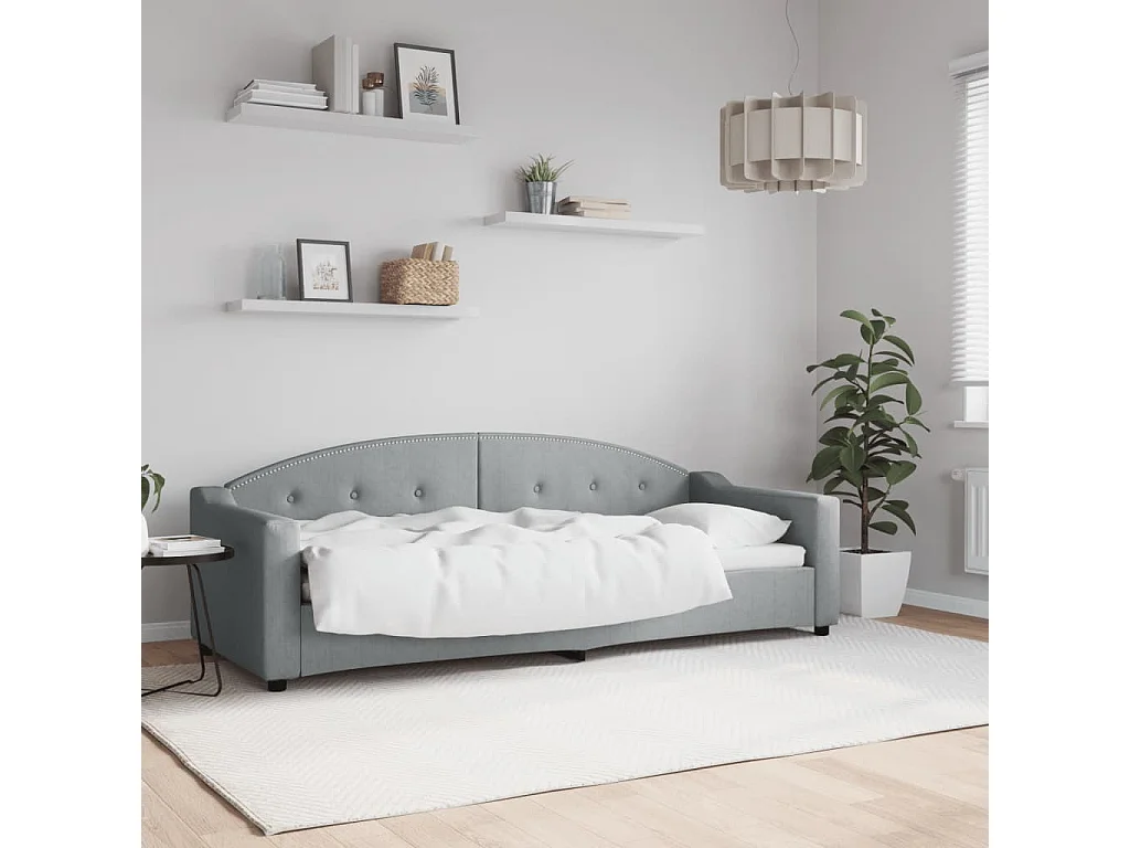 Tagesbett ohne Matratze hellgrau 80x200 cm Stoff