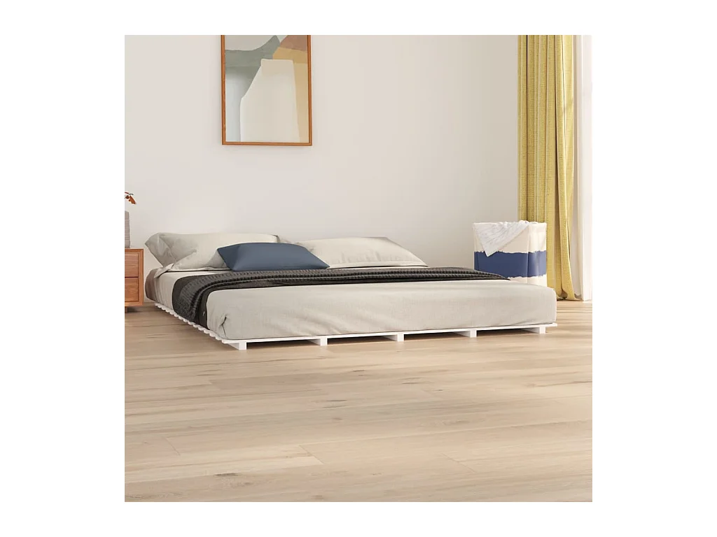 Estructura de cama sin colchón blanca 180x200 cm madera maciza de pino