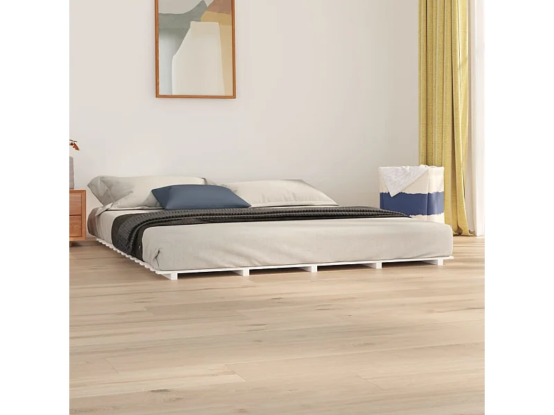 Struttura letto senza materasso bianco 180x200 cm in legno massello di pino