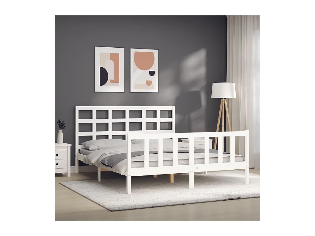 Bedframe zonder matras wit 160x200 cm massief grenenhout