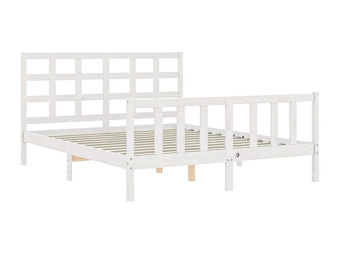 Estructura de cama sin colchón blanca 160x200 cm madera maciza de pino