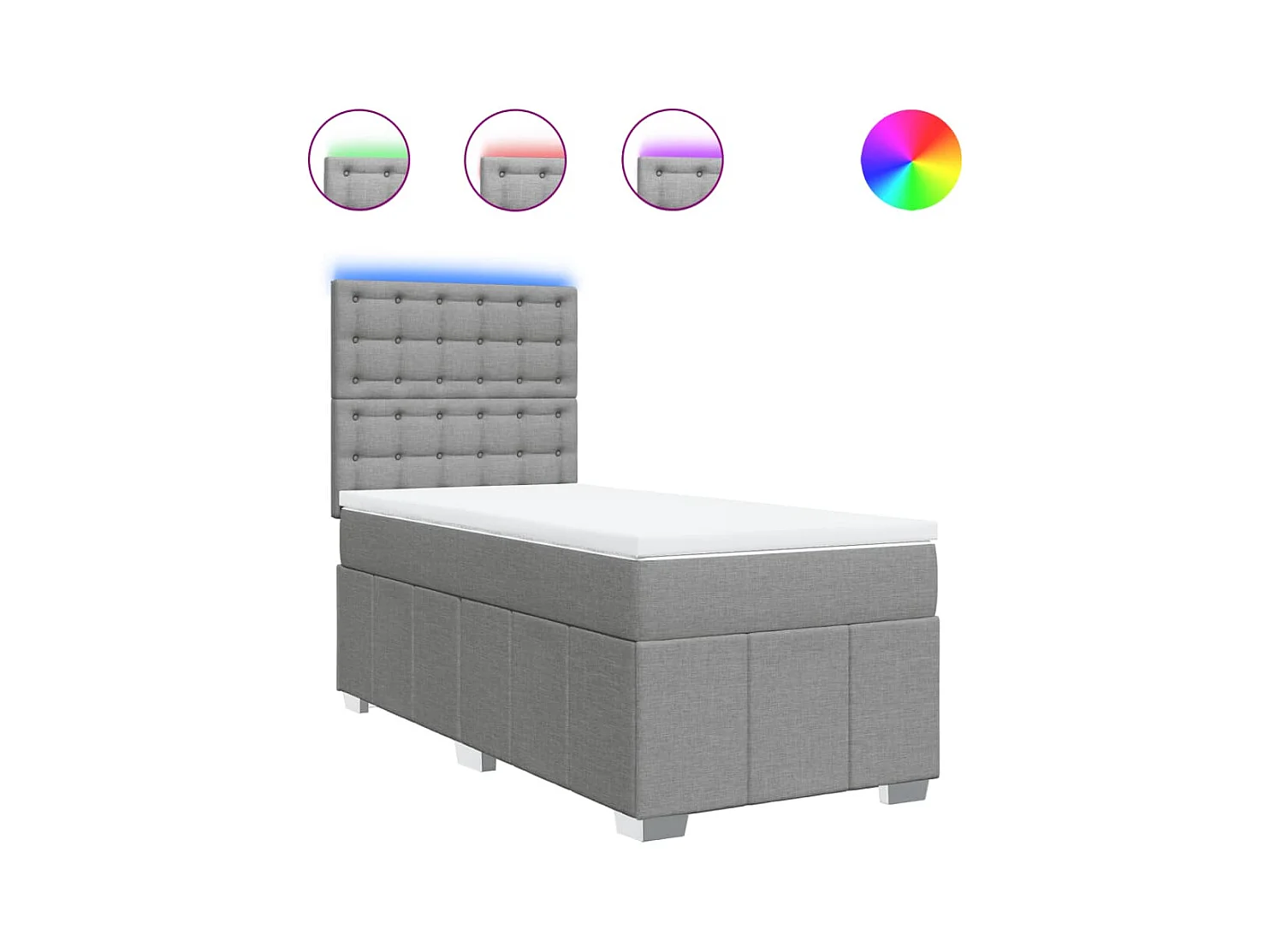 Sommier à lattes de lit avec matelas gris clair 80x200 cm tissu