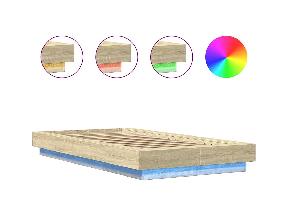 Bettgestell mit LED-Beleuchtung ohne Matratze 90x200 cm