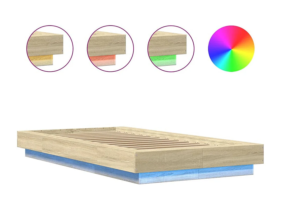 Cadre de lit avec lumières LED sans matelas 90x200 cm