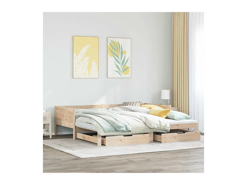 Divano letto con rotelle e cassetti senza materasso 90x190 cm