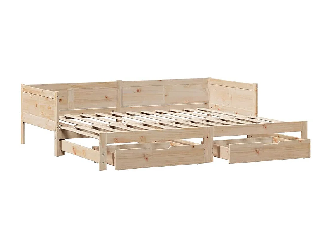 Tagesbett mit Ausziehbett und Schubladen ohne Matratze 90x190 cm