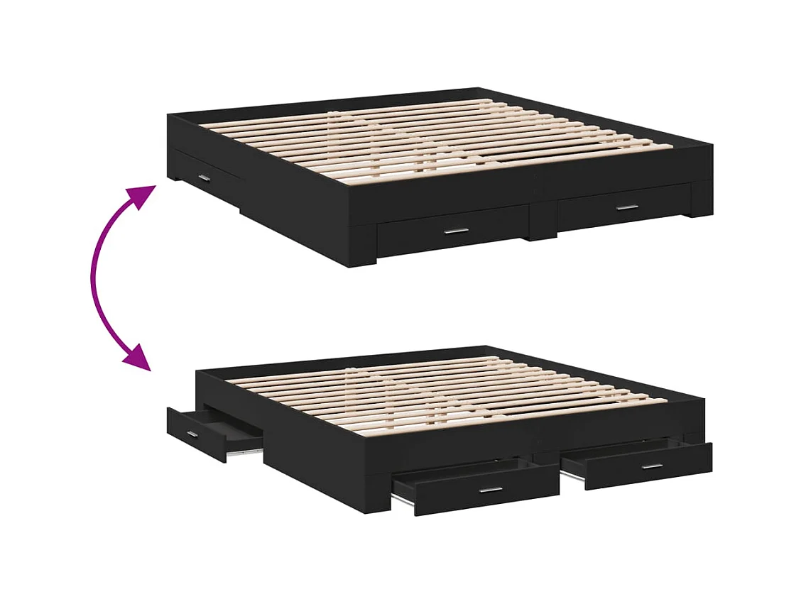 Bedframe met lades zonder matras zwart 180x200 cm