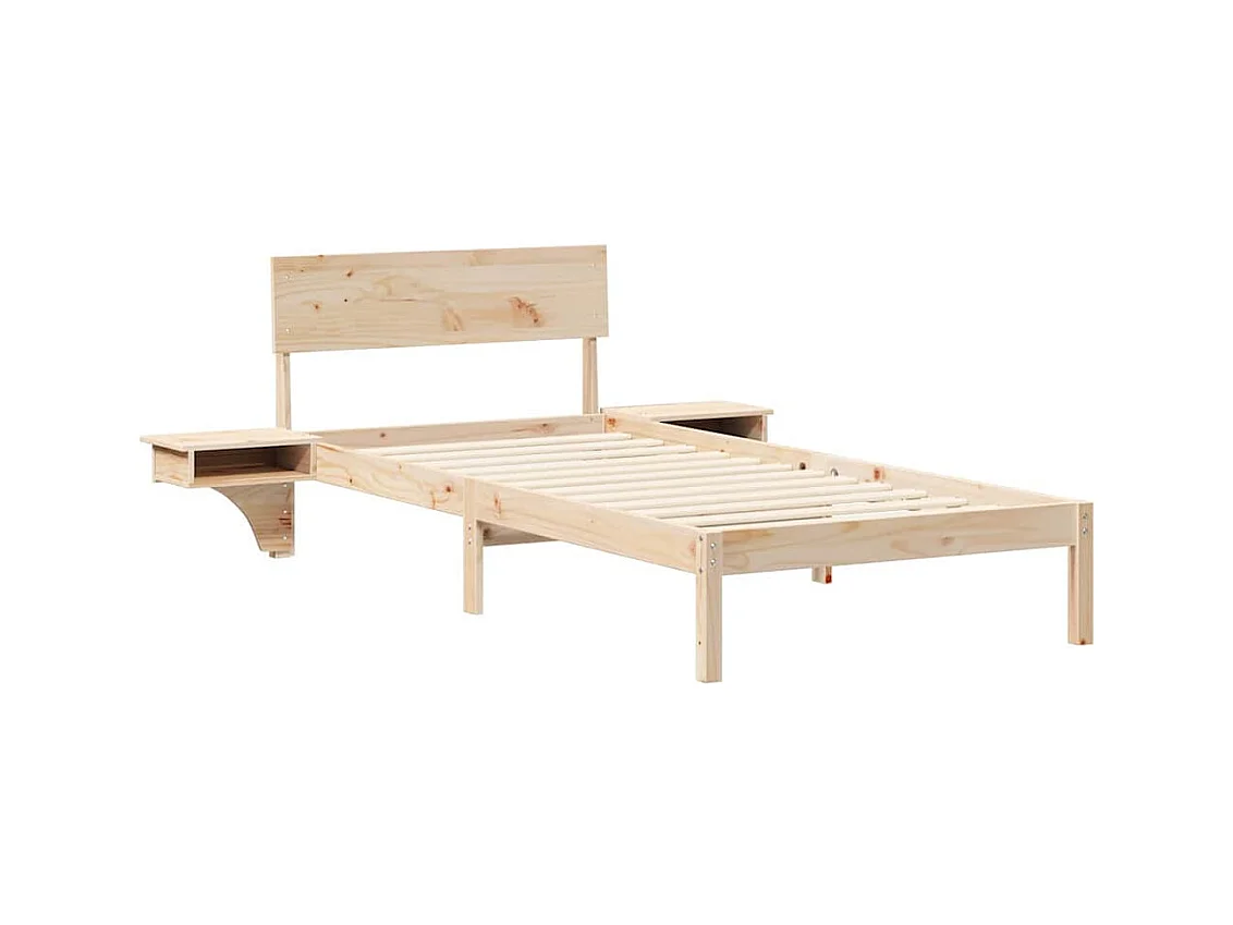 Struttura letto con comodini Marrone Legno massello di pino