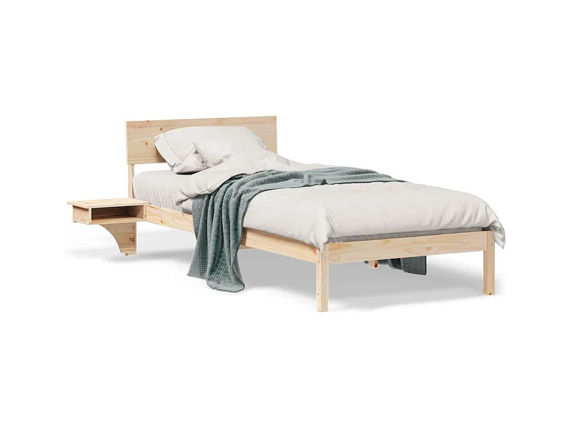 Struttura letto con comodini Marrone Legno massello di pino