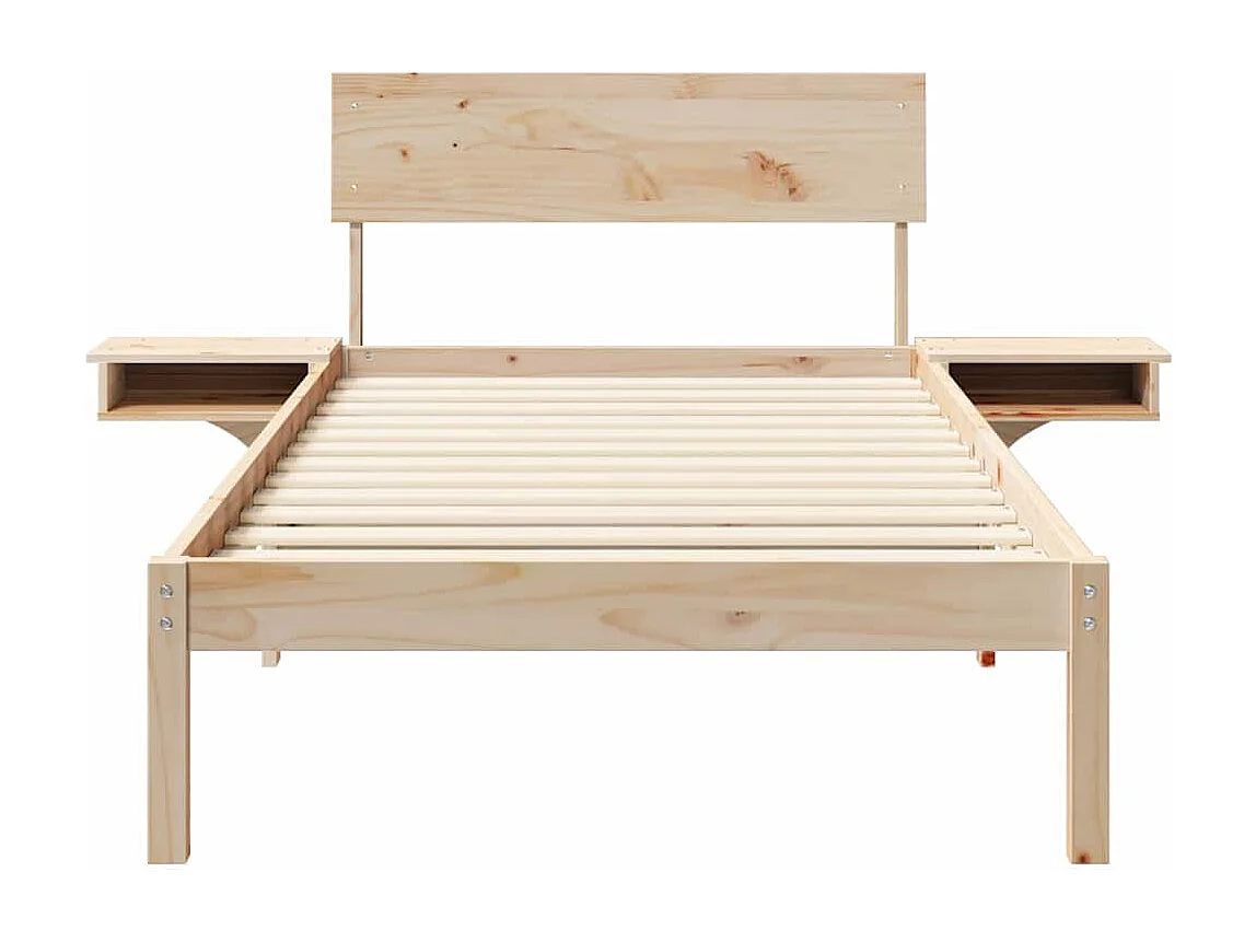 Struttura letto con comodini Marrone Legno massello di pino