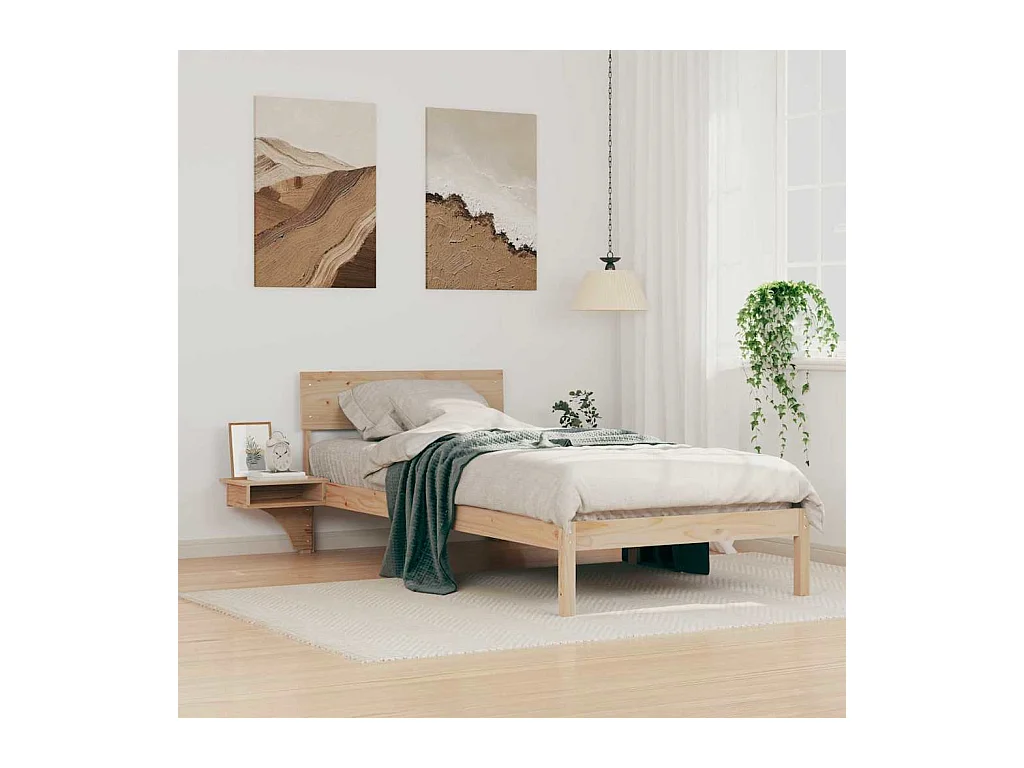 Bedframe met nachtkastjes Bruin Massief grenenhout