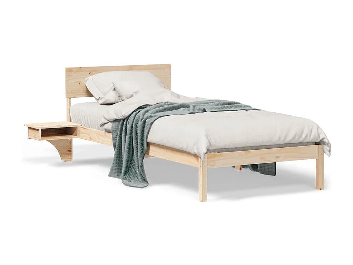 Estructura de cama con mesitas de noche Marrón Madera maciza de pino