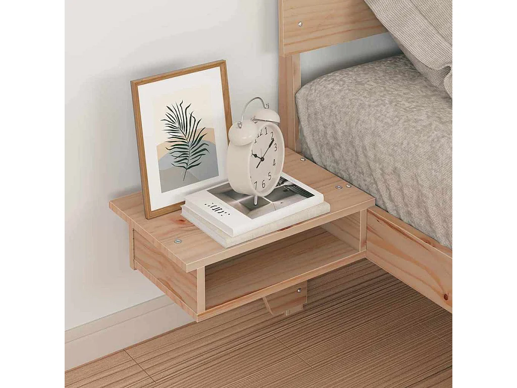 Estructura de cama con mesitas de noche Marrón Madera maciza de pino