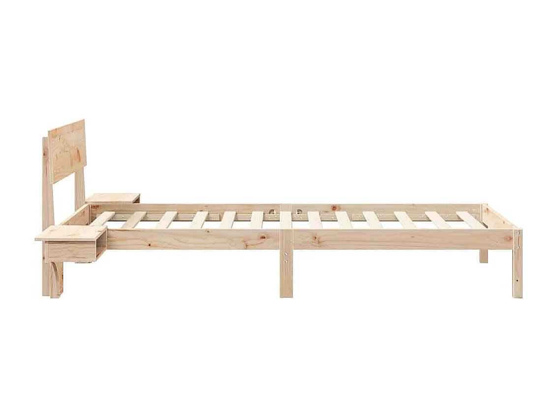 Estructura de cama con mesitas de noche Marrón Madera maciza de pino