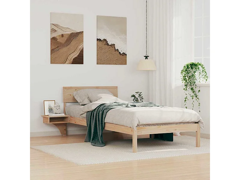 Cadre de lit avec tables de chevet Marron Bois massif en pin