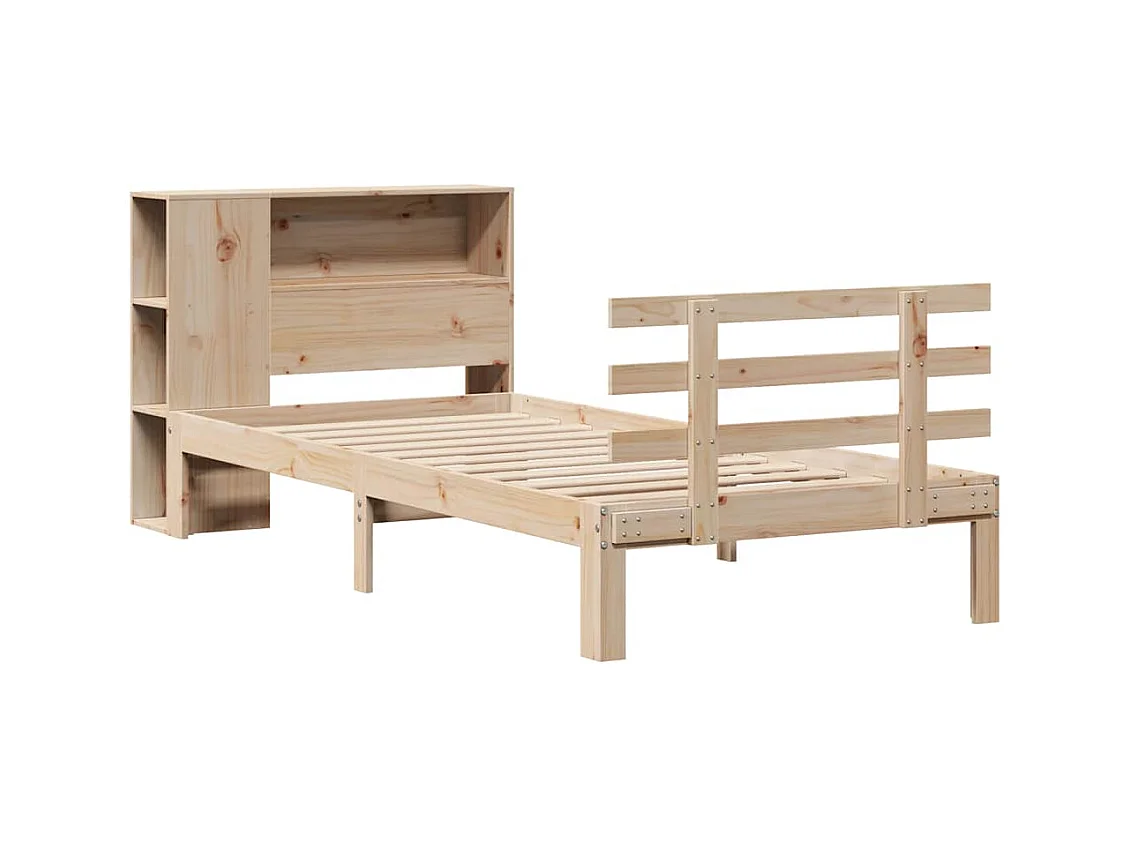 Letto a libreria senza materasso 90x190 cm in legno massello di pino