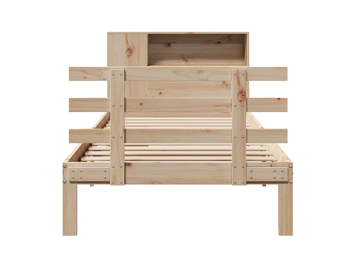 Letto a libreria senza materasso 90x190 cm in legno massello di pino