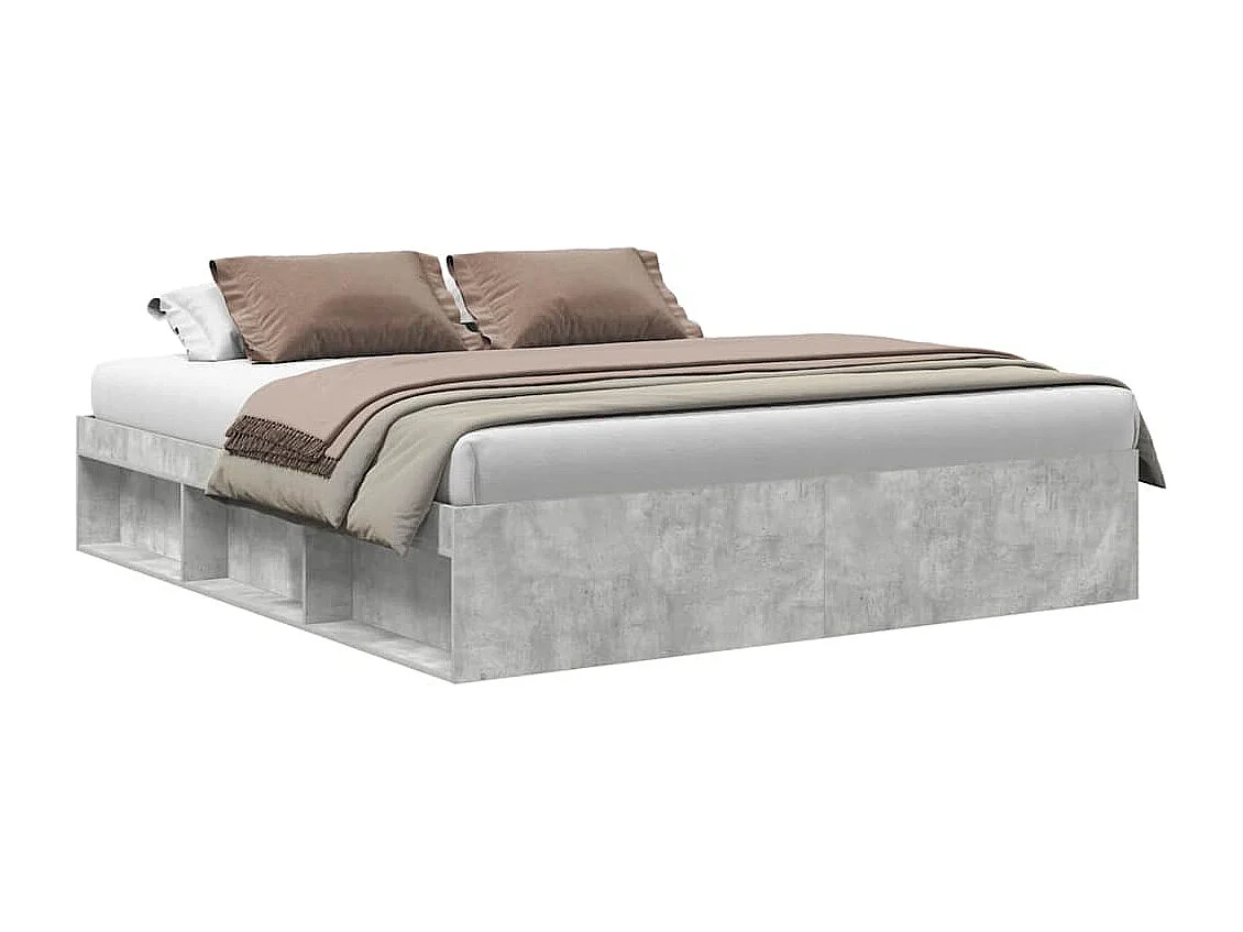 Betongrijs bedframe zonder matras 200x200 cm