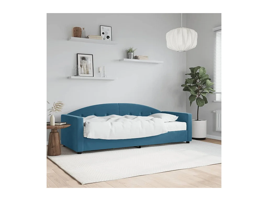 Lit de jour avec matelas bleu 80x200 cm velours