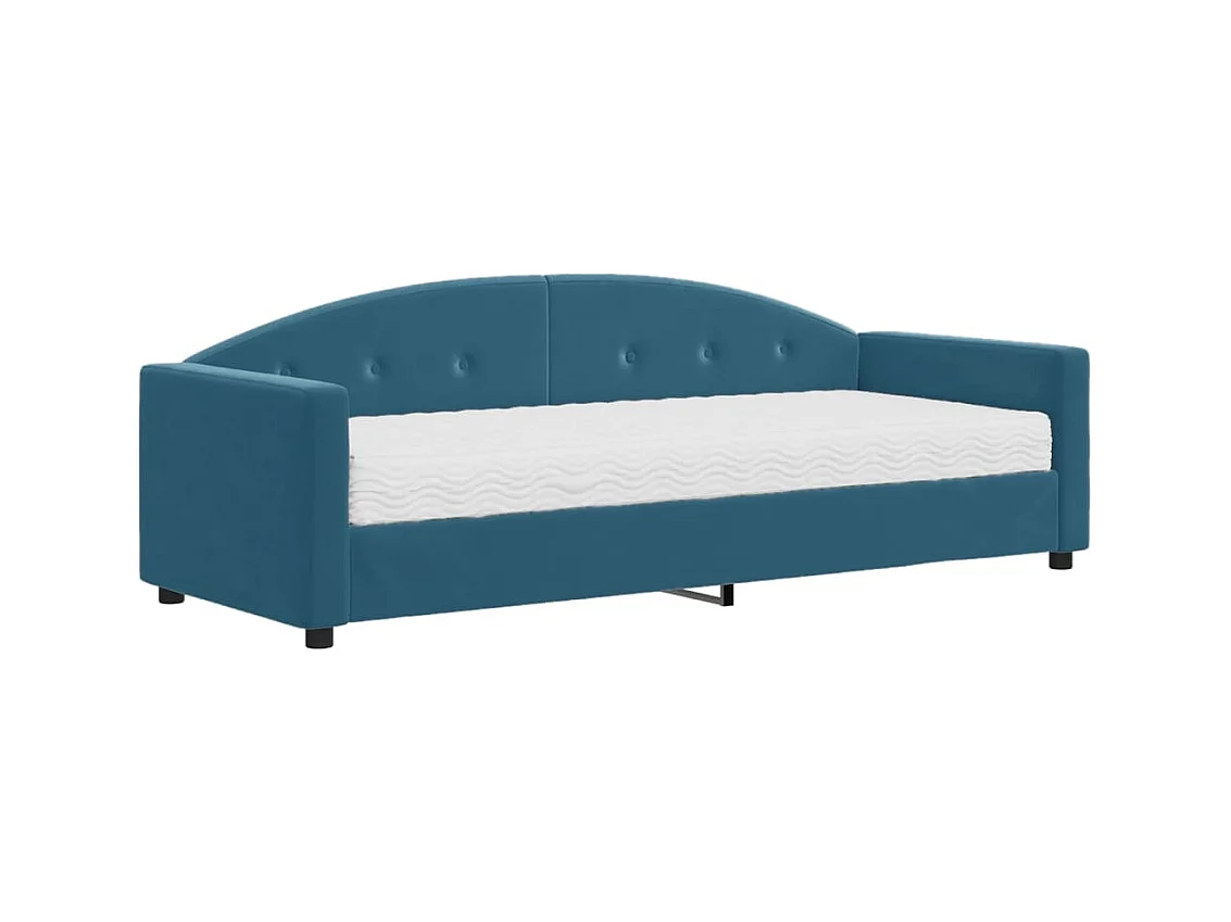 Lit de jour avec matelas bleu 80x200 cm velours