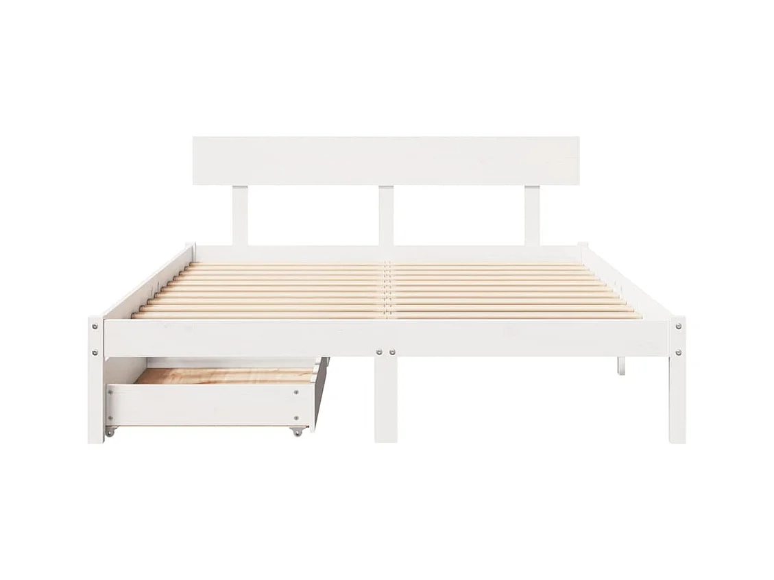 Estructura de cama sin colchón blanco 120x190 cm madera maciza de pino