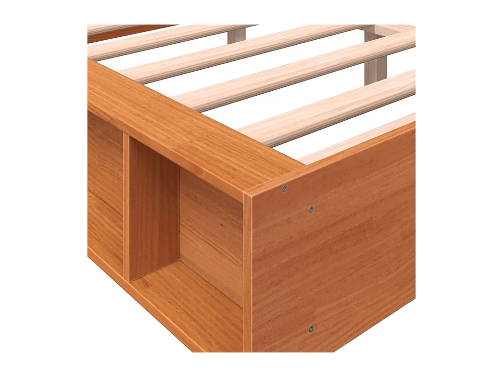 Estructura de cama sin colchón, color marrón cera, 140x200cm, madera maciza de pino